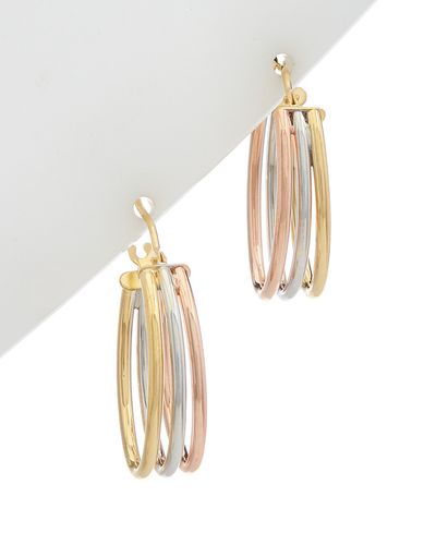 14K Italian Gold Tri-Color Triple Oval Hoops