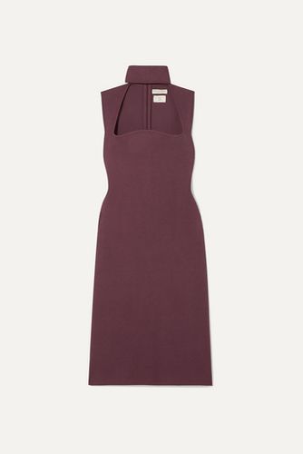 Cutout Knitted Turtleneck Dress - Burgundy