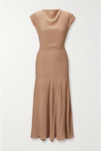 Elodie Open-back Silk-crepon Midi Dress - Beige