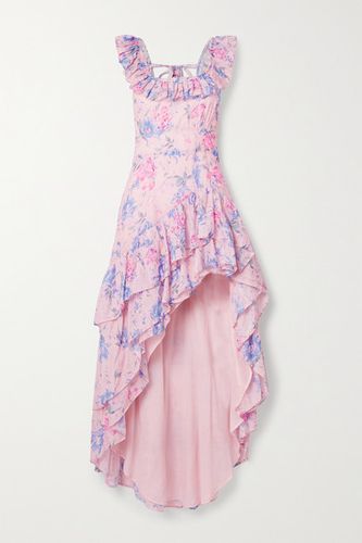 Winslow Asymmetric Ruffled Floral-print Cotton And Silk-blend Dress - Pink