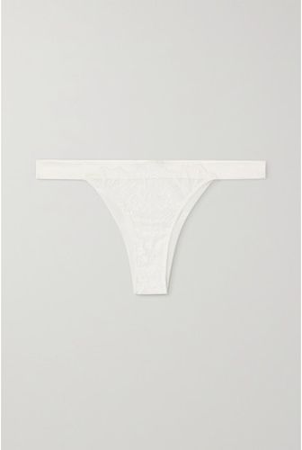 Satin-trimmed Embroidered Tulle And Stretch-mesh Briefs - White