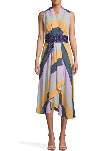 Nicole Miller Pop Stripe High Low Dress | Viscose | Size Extra Large