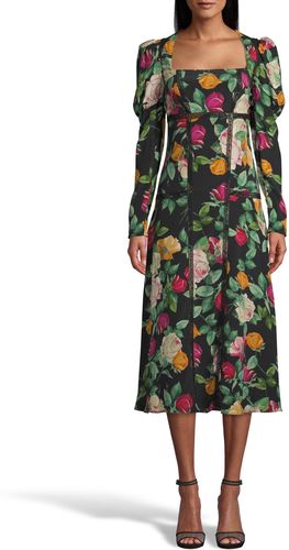Nicole Miller Reine Rose Silk Juliet Dress With Lace Trim | Silk/Polyester/Spandex | Size 14