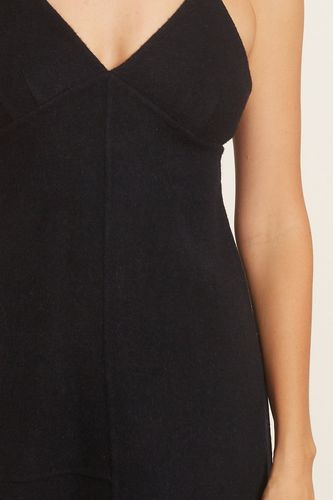 Luxe Double Faced Wool Angora Cami Dress in Navy