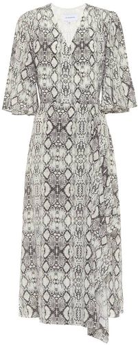 Snake-print silk dress
