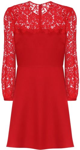 lace-trimmed wool and silk minidress