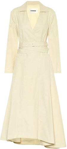 Asymmetric cotton poplin midi dress