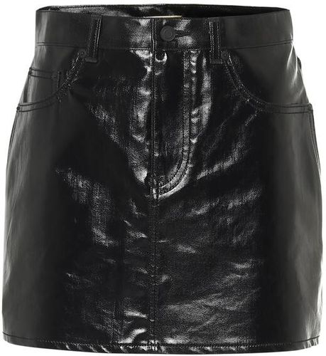 Coated cotton miniskirt