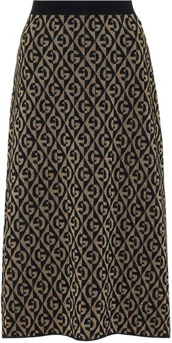G wool-blend jacquard midi skirt