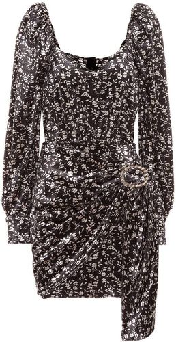 Embellished floral velvet minidress