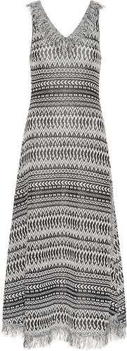 Striped cotton-blend knit dress