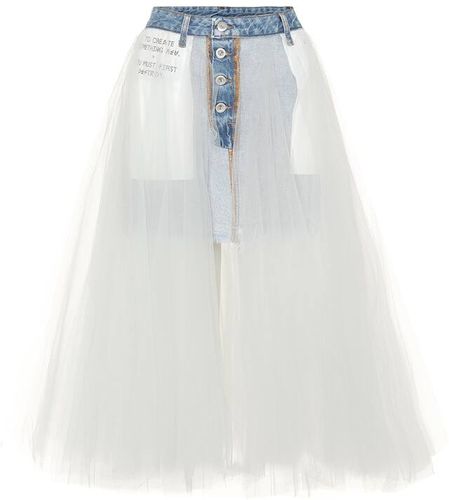 Denim and tulle skirt