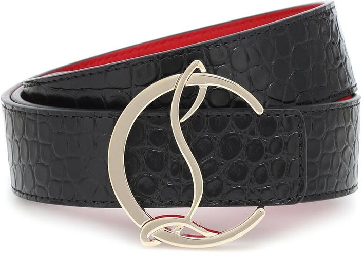 CL Logo croc-effect leather belt