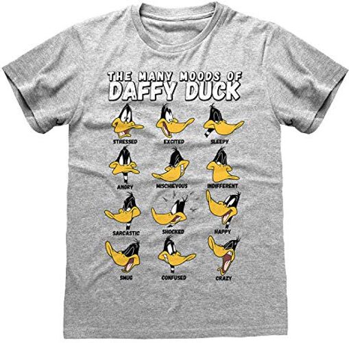 Looney Tunes The Many Moods of Daffy Duck Women's Boyfriend Fit T-Shirt Heather Grey, Donna
