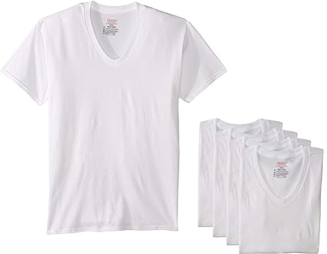 4-Pack Stretch V-Neck (White) Men's Clothing