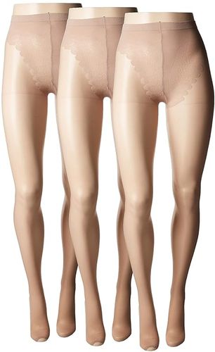 So Sexy Toeless Sheer with Lace Control Top Hosiery (3-Pack) (Tan) Control Top Hose