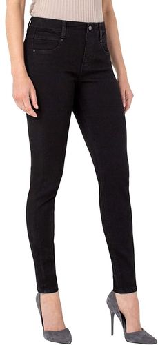 Petite Gia Glider Pull-On Skinny Jeans in Black Rinse (Black Rinse) Women's Jeans