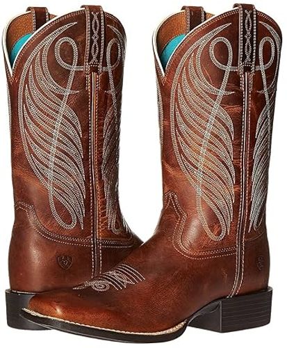 Round Up Wide Square Toe (Powder Brown) Cowboy Boots