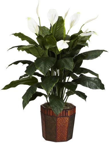 NEARLY NATURAL Spathiphyllum with Vase Silk Plant at Nordstrom Rack