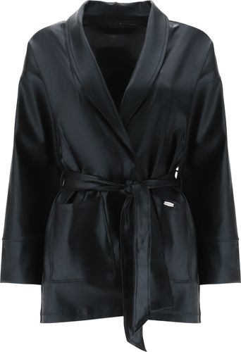 Blazer a vestaglia in tessuto traspirante spalmato lucido