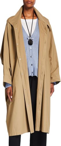 Sloped-Shoulder Long Raincoat