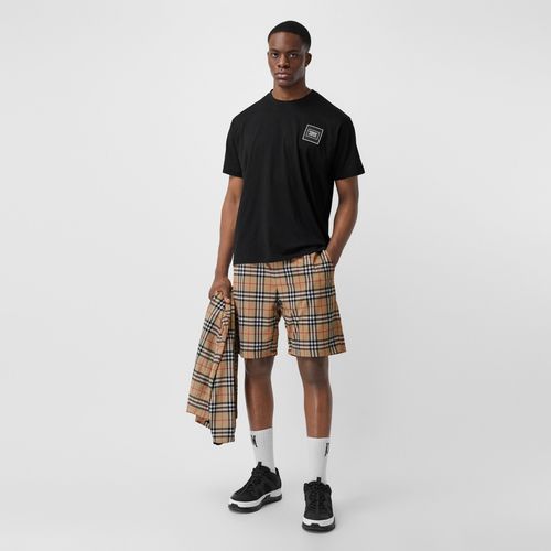 Vintage Check Technical Twill Shorts, Size: XXXL, Beige