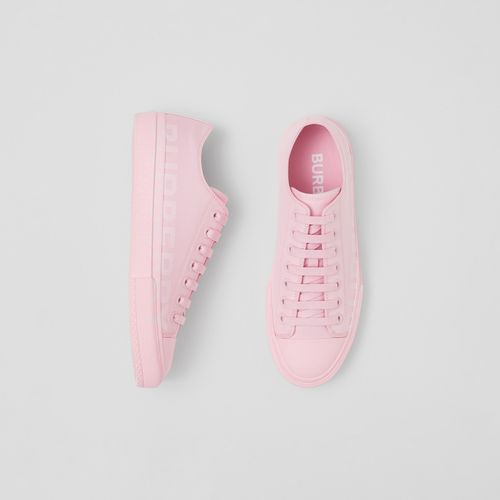 Logo Print Cotton Gabardine Sneakers, Size: 37, Pink