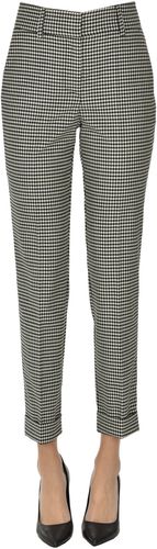 Pantaloni stampa Vichy in lana