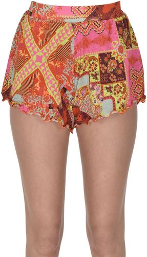 Shorts in tessuto lamè