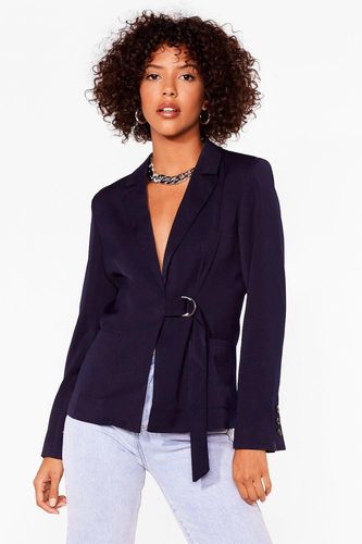 Work Your Magic Plunging Belted Blazer - Navy
