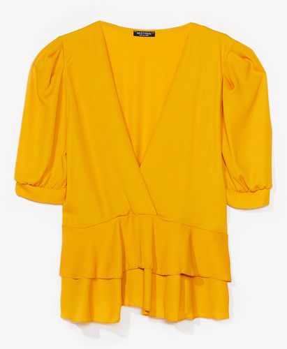 Plus Size Double Layer Puff Sleeve Top - Mustard