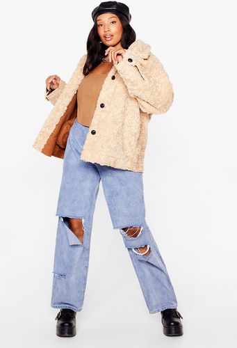 Plus Size Faux Shearling Jacket - Oatmeal