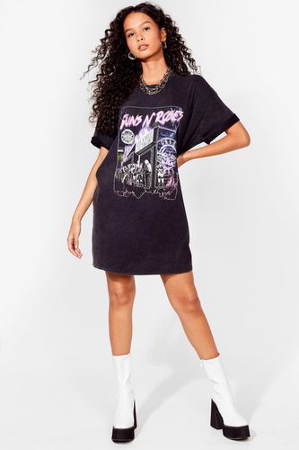 Rock the Night Away Graphic Band Tee Dress - Black