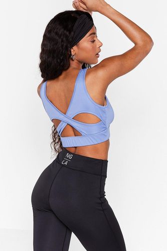 Live a Little Cut-Out Workout Crop Top - Blue