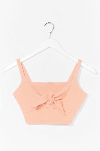 Ribbed Knot Tie Crop Top - Orange