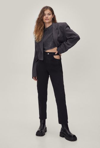 Cut-Out of this World High-Waisted Mom Jeans - Washed Black