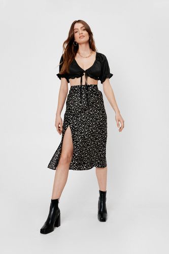 Damn You're Polka Dot Satin Midi Skirt - Black