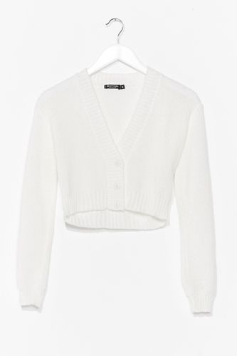 Knitted V Neck Cropped Cardigan - White