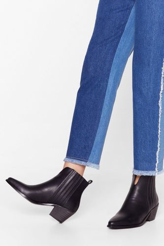 Miss the West Part Faux Leather Ankle Boots - Black