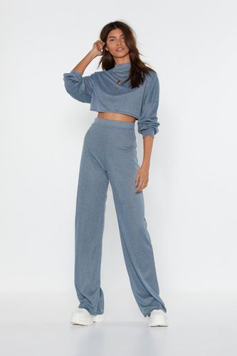 Back to Basics Crop Top and Pants Lounge Set - Blue