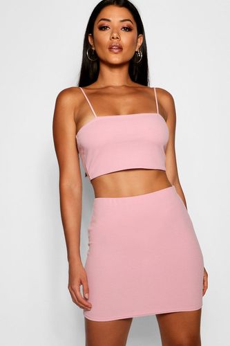Strappy Crop And Mini Skirt Two-Piece Set - Pink - 6