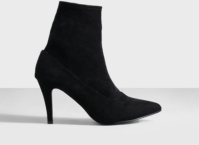 Basic Stiletto Heel Sock Boots - Black - 5