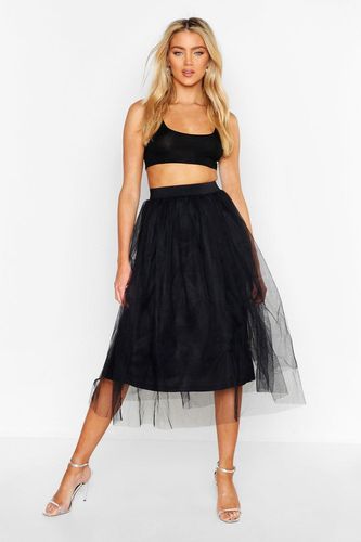 Tulle Longer Length Midi Skirt - Black - 4