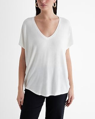 Relaxed V-Neck London Tee White Women's XS