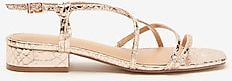Strappy Square Toe Heeled Sandals Gold Women's 6
