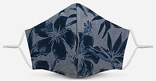 Pocket Square Clothing Chambray Tropical Unity Face Mask Men's Blue