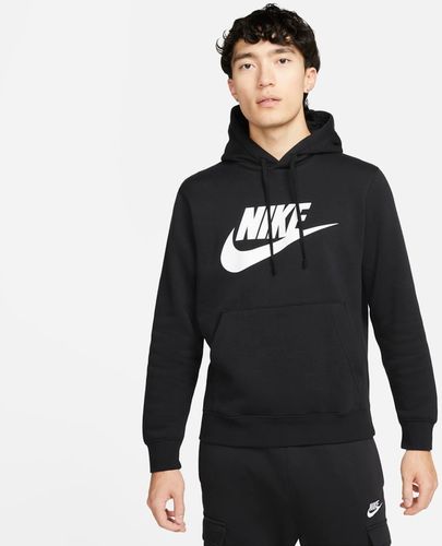 Felpa pullover con cappuccio e grafica Nike Sportswear Club Fleece - Uomo - Nero