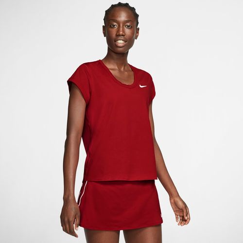 Top da tennis a manica corta NikeCourt Dri-FIT - Donna - Rosso