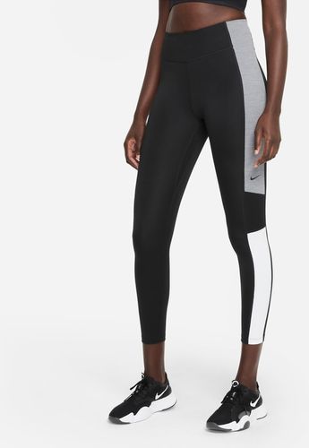 Leggings a 7/8 in blocchi di colore e vita media Nike Dri-FIT One - Donna - Nero