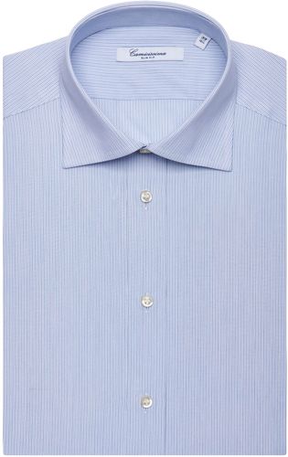 CAMICIA FANTASIA BIANCA A RIGHE, MANICA CORTA, SLIM FRANCESE